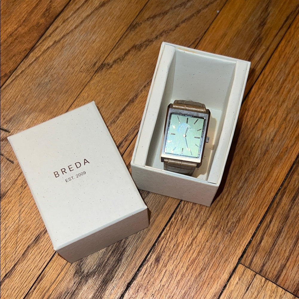 BREDA Snake Skin Band Olive Green Faced Watch